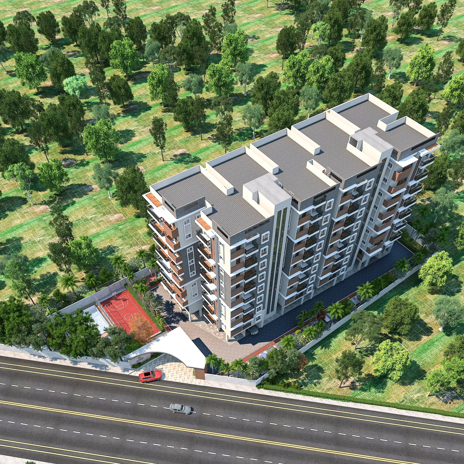 Aerial architectural view of Master Craft Avani in Hennagara